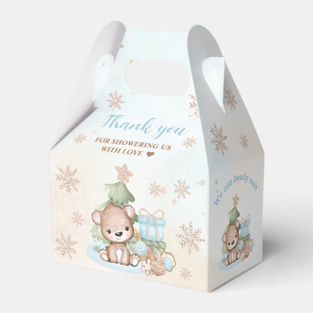Bearly Wait Christmas Boy Baby Shower Fevor Box Geschenkschachtel (Rückseite)