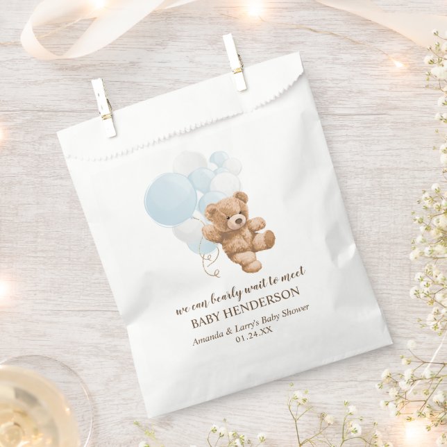 Bearly Wait Dusty Blue Teddy Bear Geschenktütchen (Ausgeschnitten)