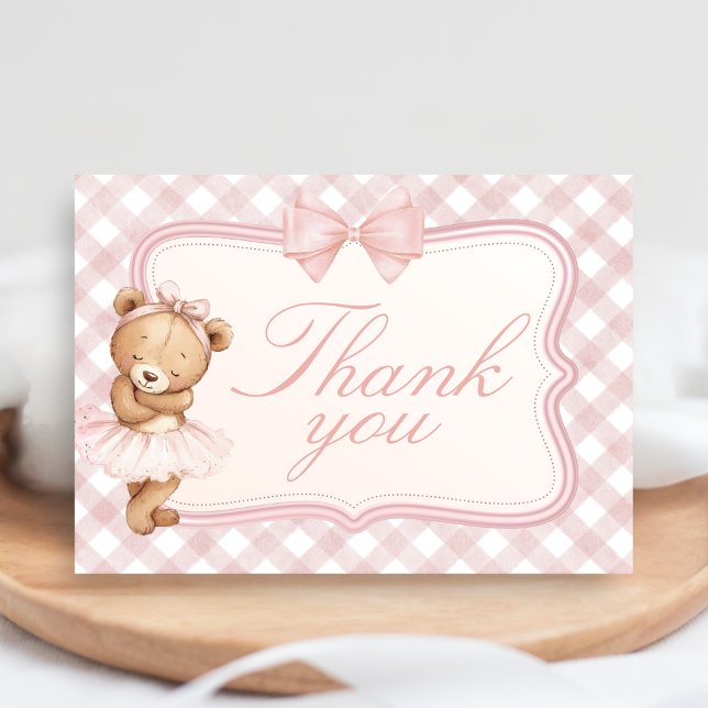 Bearly Wait Elegant Bear Baby Shower Dankeskarte (Pink Bear Baby Shower Thank You Card)