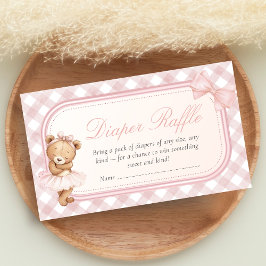 Bearly Wait Elegant Bear Baby Shower Diaper Raffle Begleitkarte