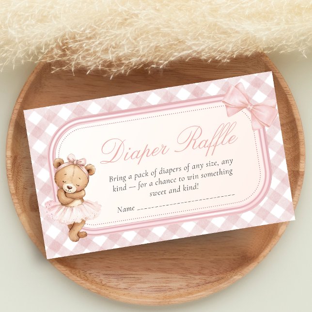 Bearly Wait Elegant Bear Baby Shower Diaper Raffle Begleitkarte (Pink Bear Baby Shower Diaper Raffle)