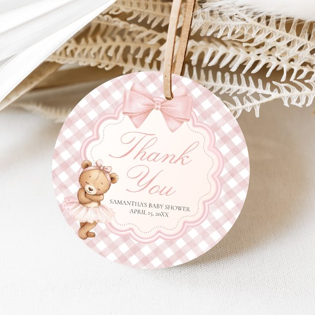 Bearly Wait Elegant Bear Baby Shower Geschenkanhänger (Pink Bear Baby Shower Favor Tags)