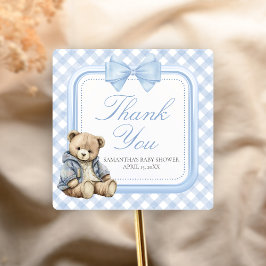 Bearly Wait Elegant Bear Baby Shower Quadratischer Aufkleber