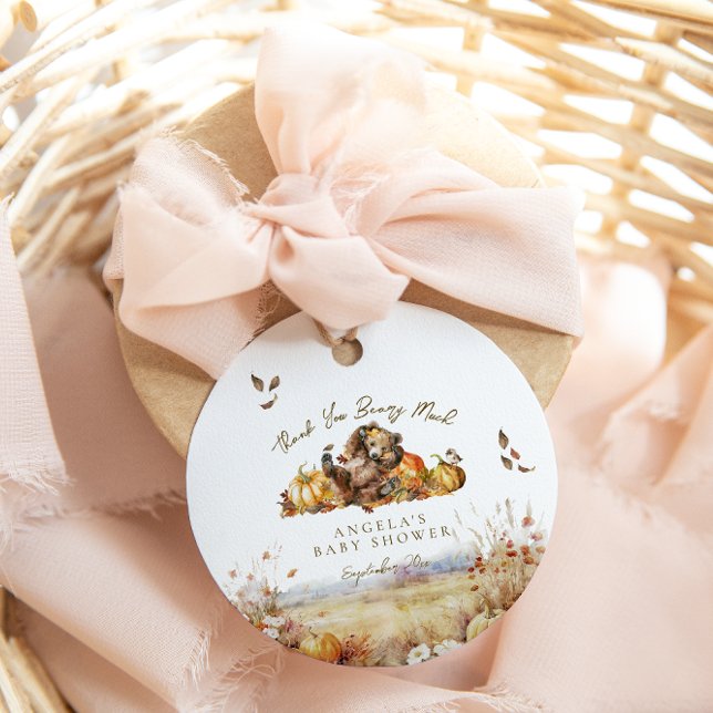 Bearly Wait Fall Woodland Watercolor Babydusche Geschenkanhänger (Von Creator hochgeladen)