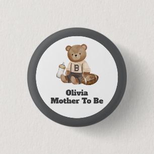 Bearly Wait Football Junge Baby Shower Button