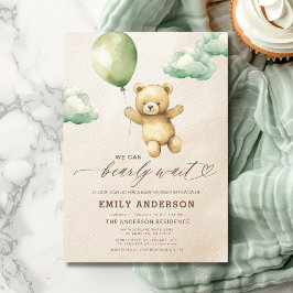 Bearly Wait Gender Neutral Green Baby Shower Einladung
