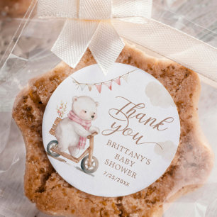Bearly Wait Girl Baby Dusche Danke Runder Aufkleber