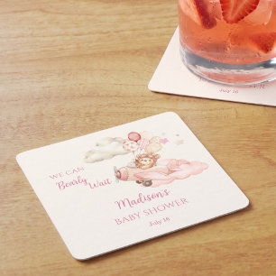 Bearly Wait Girl Baby Shower Drinks Untersetzer