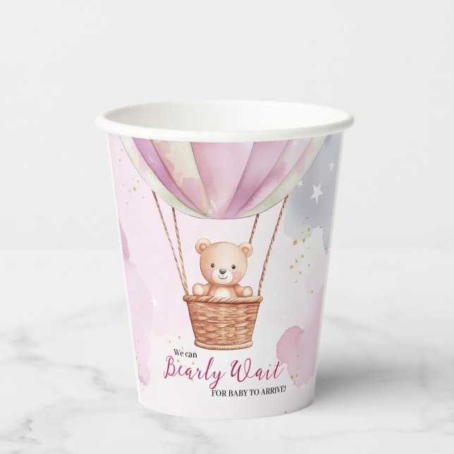 Bearly Wait Hot Air Ballon Babydusche Pappbecher (Vorderseite)