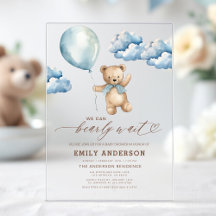 Bearly Wait Neutral Beige & Blue Boy Baby Shower