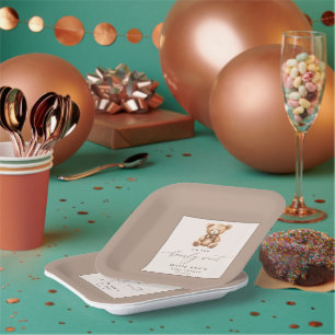 Bearly Wait Neutral Simple Baby Shower Pappteller