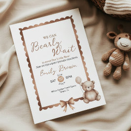 Bearly Wait Neutral Teddy Baby Shower Invitation Einladung
