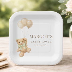 Bearly Wait Teddy Ballons Baby Shower Party Papier Pappteller