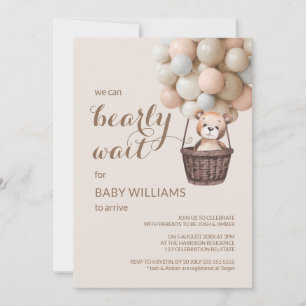 Bearly Wait Teddy Balloons Girl Baby Dusche Einladung