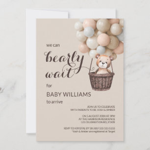 Bearly Wait Teddy Balloons Girl Baby Dusche Einladung