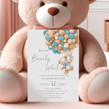 Bearly Wait Teddy Bear Baby Dusche Blue Ballon