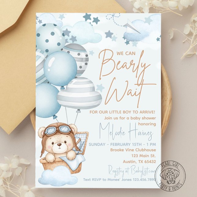 Bearly Wait Teddy Bear Baby Shower Einladung (Von Creator hochgeladen)