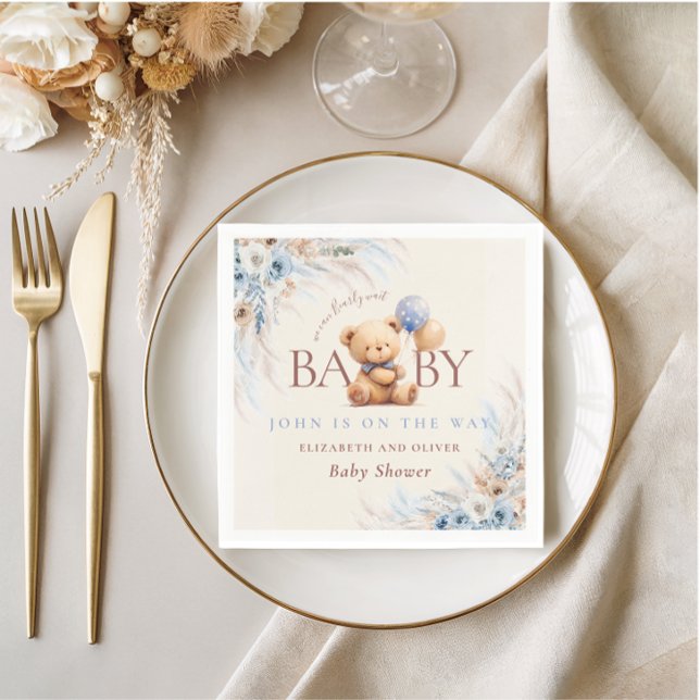 Bearly Wait Teddy Bear Baby Shower Table Design Serviette (Von Creator hochgeladen)
