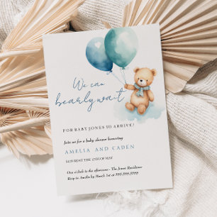 Bearly Wait Teddy Bear Boy Baby shower Invitation