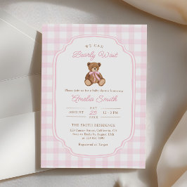 Bearly Wait Teddy Bear Girl Baby Shower Einladung