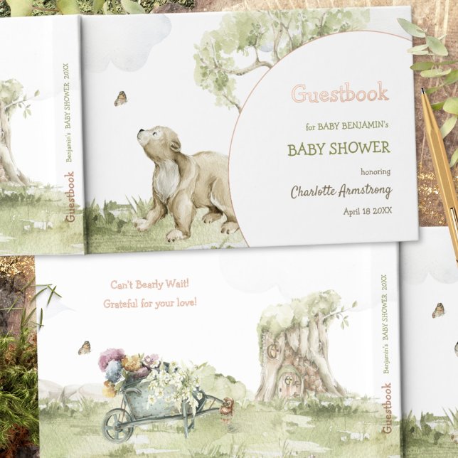Bearly Wait Woodland Baby Dusche Gästebuch (Bearly Wait Woodland Baby Shower Foil Guest Book ©Susanne Sachers - Sunny Mind 🌞)