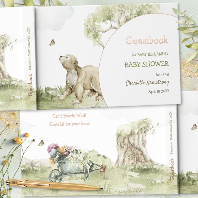 Bearly Wait Woodland Baby Dusche Gästebuch (Bearly Wait Woodland Baby Shower Foil Guest Book ©Susanne Sachers - Sunny Mind 🌞)