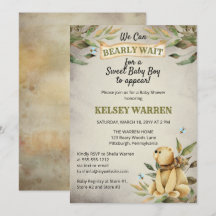 Bearly Wait Woodland Teddy Bear Boy Baby Dusche