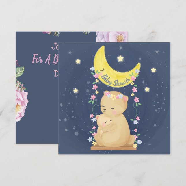 Bears Baby Shower Einladung (Vorne/Hinten)