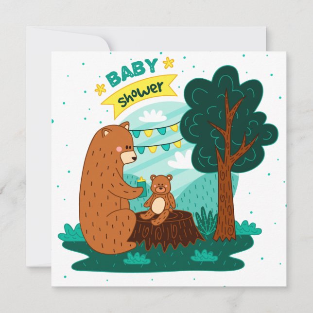 Bears Baby Shower Einladung (Vorderseite)