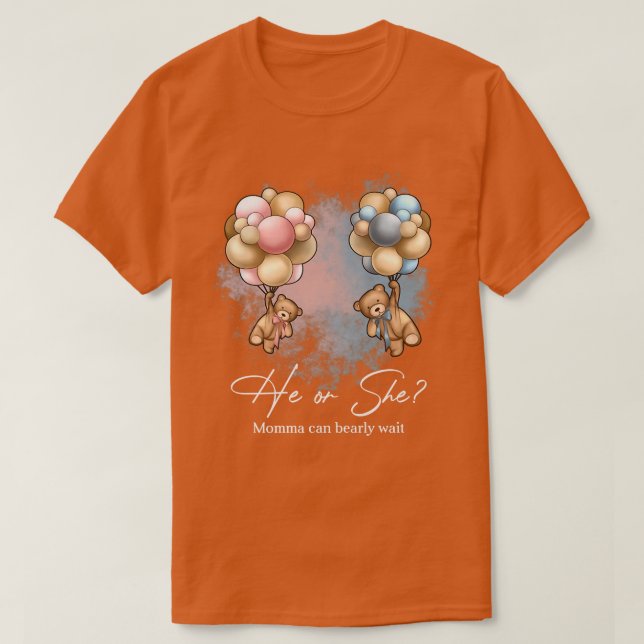 Bears Balloons Momma kann frühzeitig auf Geschlech T-Shirt (Design vorne)