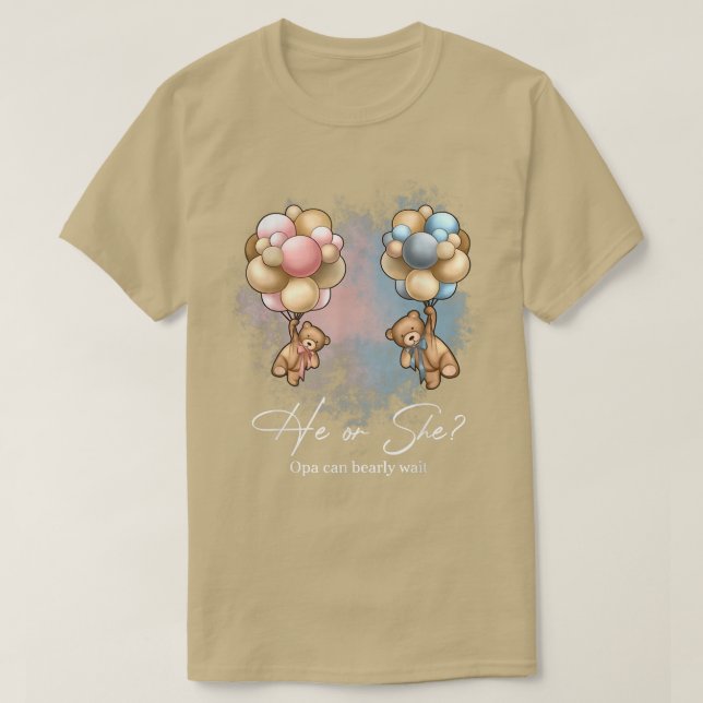 Bears Balloons OPA kann frühzeitig auf Gender-Enth T-Shirt (Design vorne)