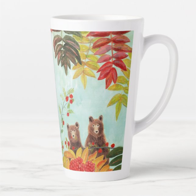 Bears Eating Red Rowan Berries Milchtasse (Rechts)