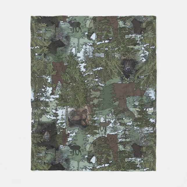 Bears in the Beautiful Woods Fleecedecke (Vorderseite)
