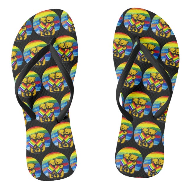 Bears Liebe LGBT-Regenbogenflagge Flip Flops (Fußbett)