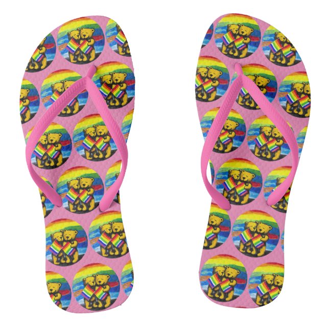 Bears Liebe LGBT-Regenbogenflagge Flip Flops (Fußbett)