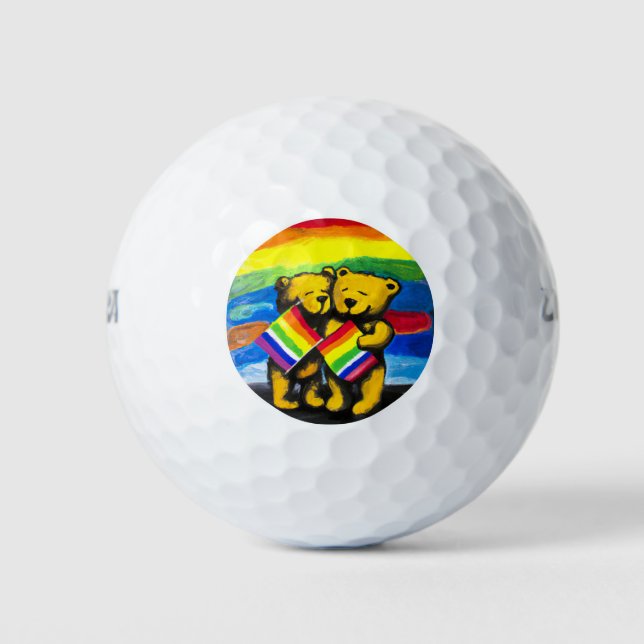 Bears Liebe LGBT-Regenbogenflagge Golfball (Vorderseite)