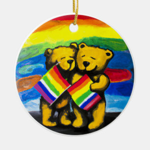 Bears Liebe LGBT-Regenbogenflagge Keramik Ornament