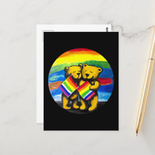 Bears Liebe LGBT-Regenbogenflagge Postkarte