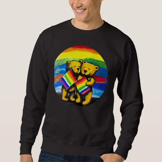 Bears Liebe LGBT-Regenbogenflagge Sweatshirt (Vorderseite)