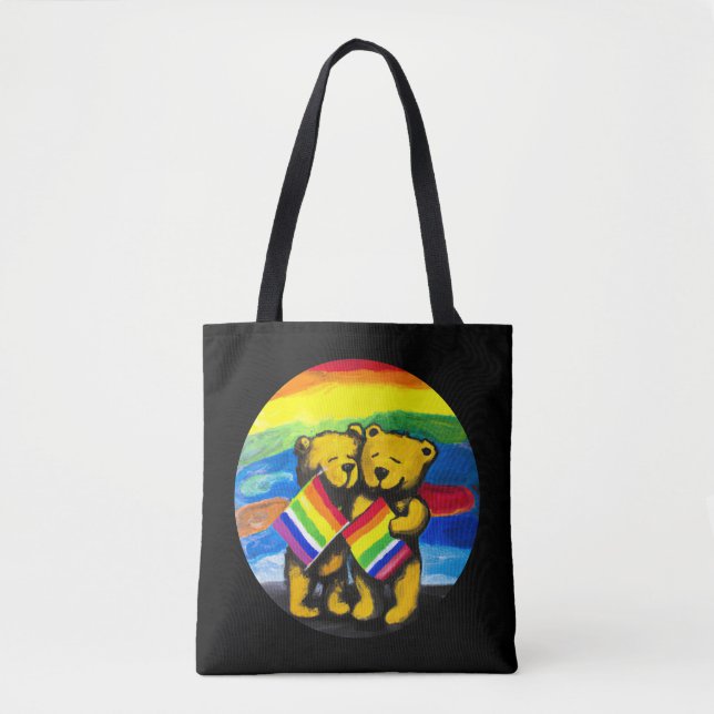 Bears Liebe LGBT-Regenbogenflagge Tasche (Vorderseite)