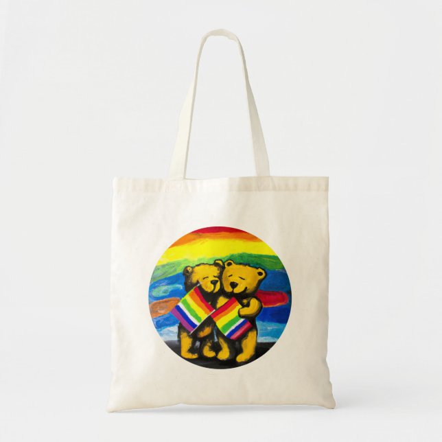 Bears Liebe LGBT-Regenbogenflagge Tragetasche (Vorne)