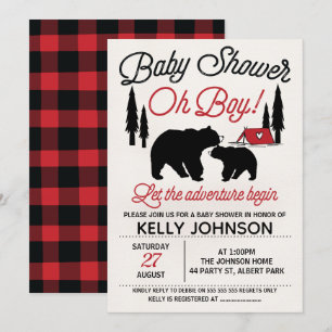 Bears Lumberjack Baby shower Invitation