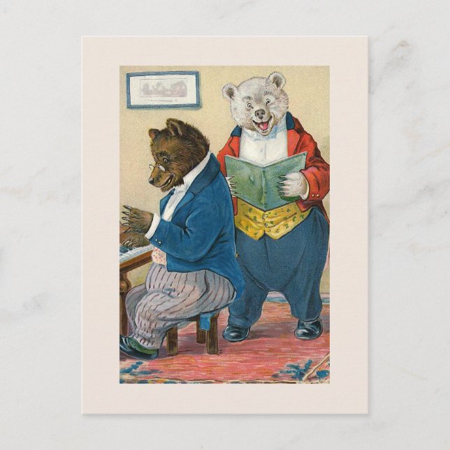 "Bears Making Music" Vintag Postkarte (Vorderseite)