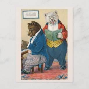 "Bears Making Music" Vintage Bärenpostkarte Postkarte