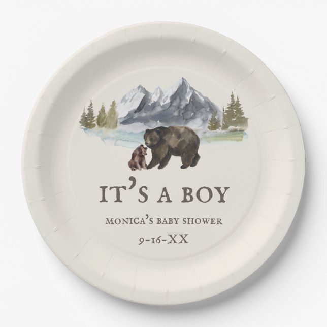 Bears Mountains Babydusche  Pappteller (Vorderseite)
