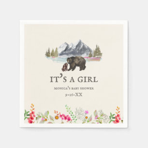 Bears Mountains Floral Girl Babydusche Serviette