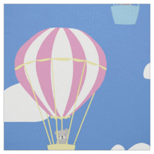 Bears & Rabbit Hot Air Ballon Day Out Stoff
