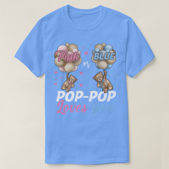 Bears Rosa oder Blauer Pop Pop Lieben Sie Geschlec T-Shirt (Design vorne)