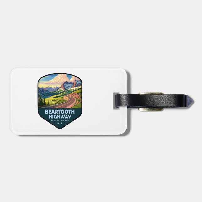 Beartooth Highway Montana Wyoming Schild Gepäckanhänger (Rückseite horizontal)