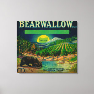 Bearwallow Apple Crate LabelHood River, OR Leinwanddruck